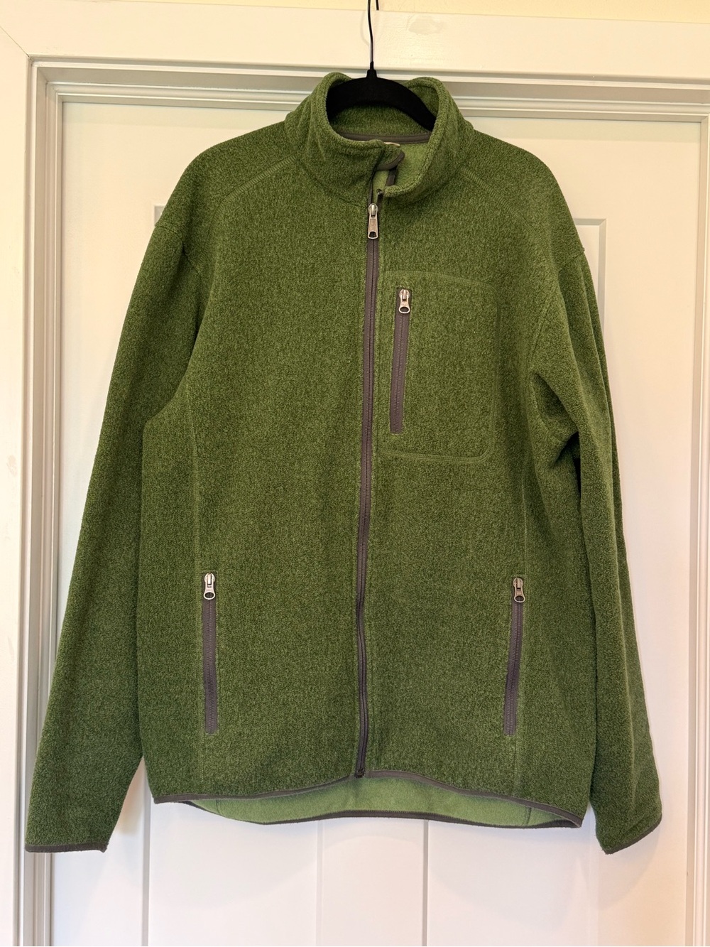 Gorpcore Duluth Trading Co Mens Heathered Olive Green Fleece Jacket Sz M Pockets